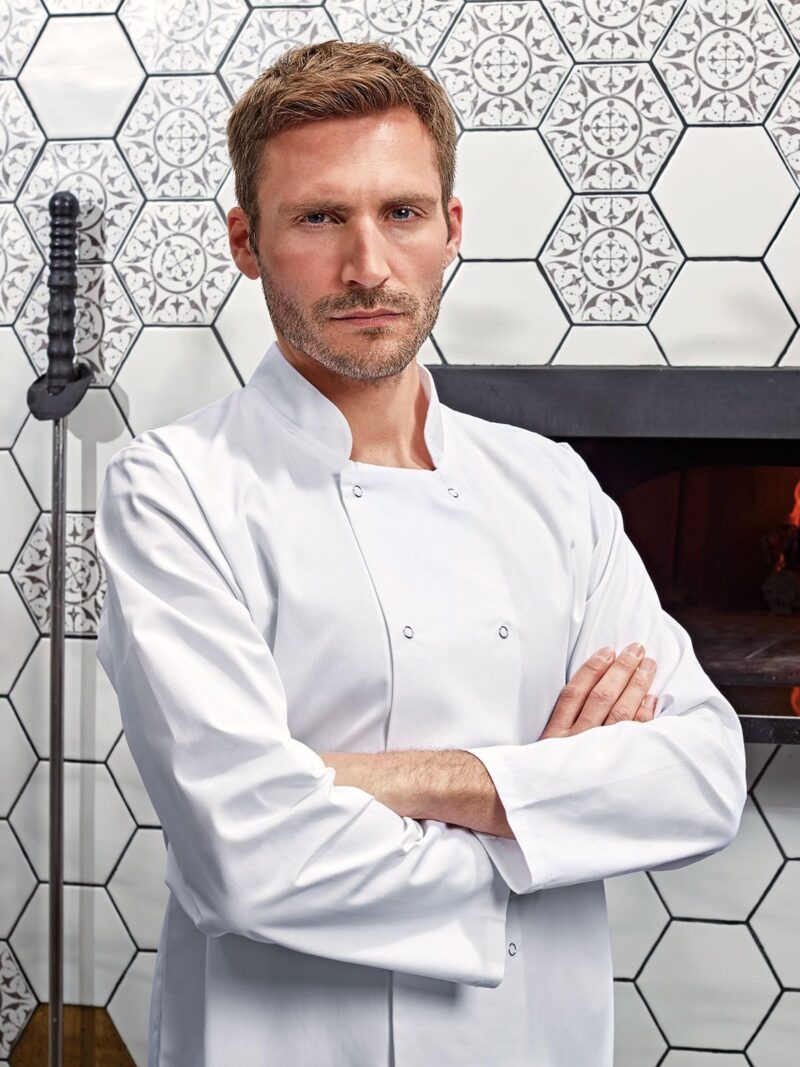 Veste de Chef à manches longues à devant pressionné PR665 - H.IMPRESION
