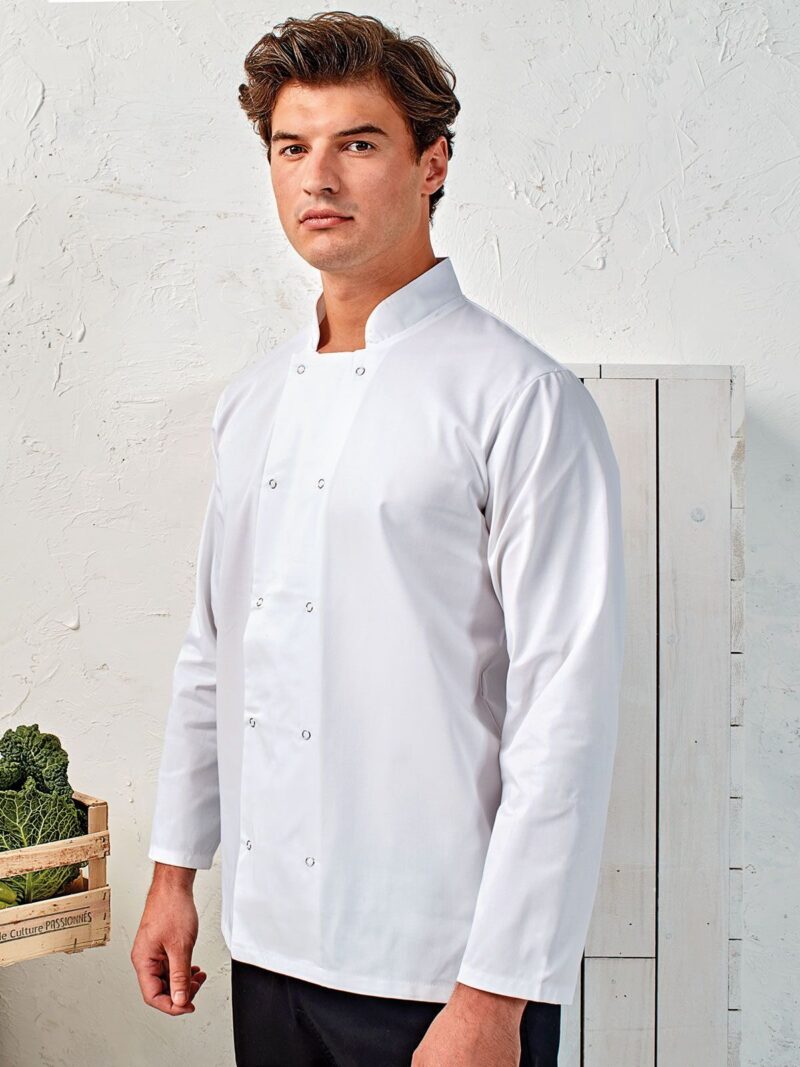 Veste de Chef à manches longues à devant pressionné PR665 - H.IMPRESION