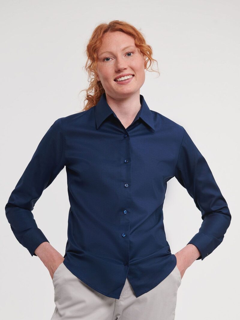 Ladies' Long Sleeve Easy Care Oxford Shirt – Image 2