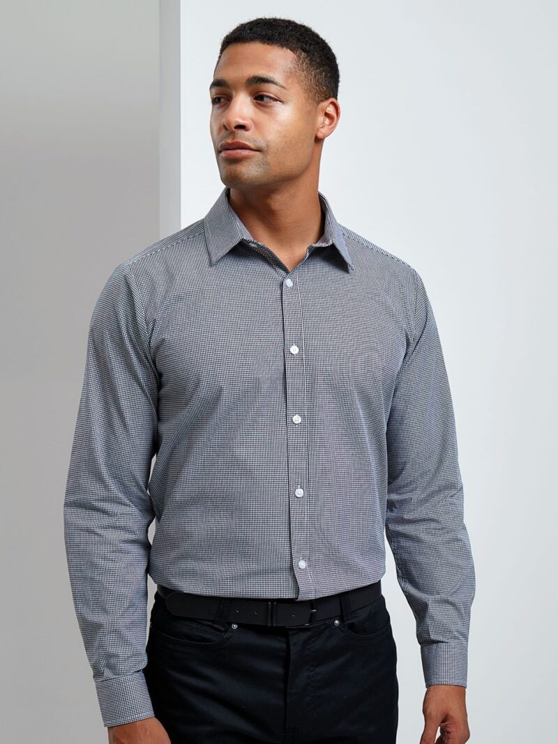 Chemise popeline vichy à manches longues homme